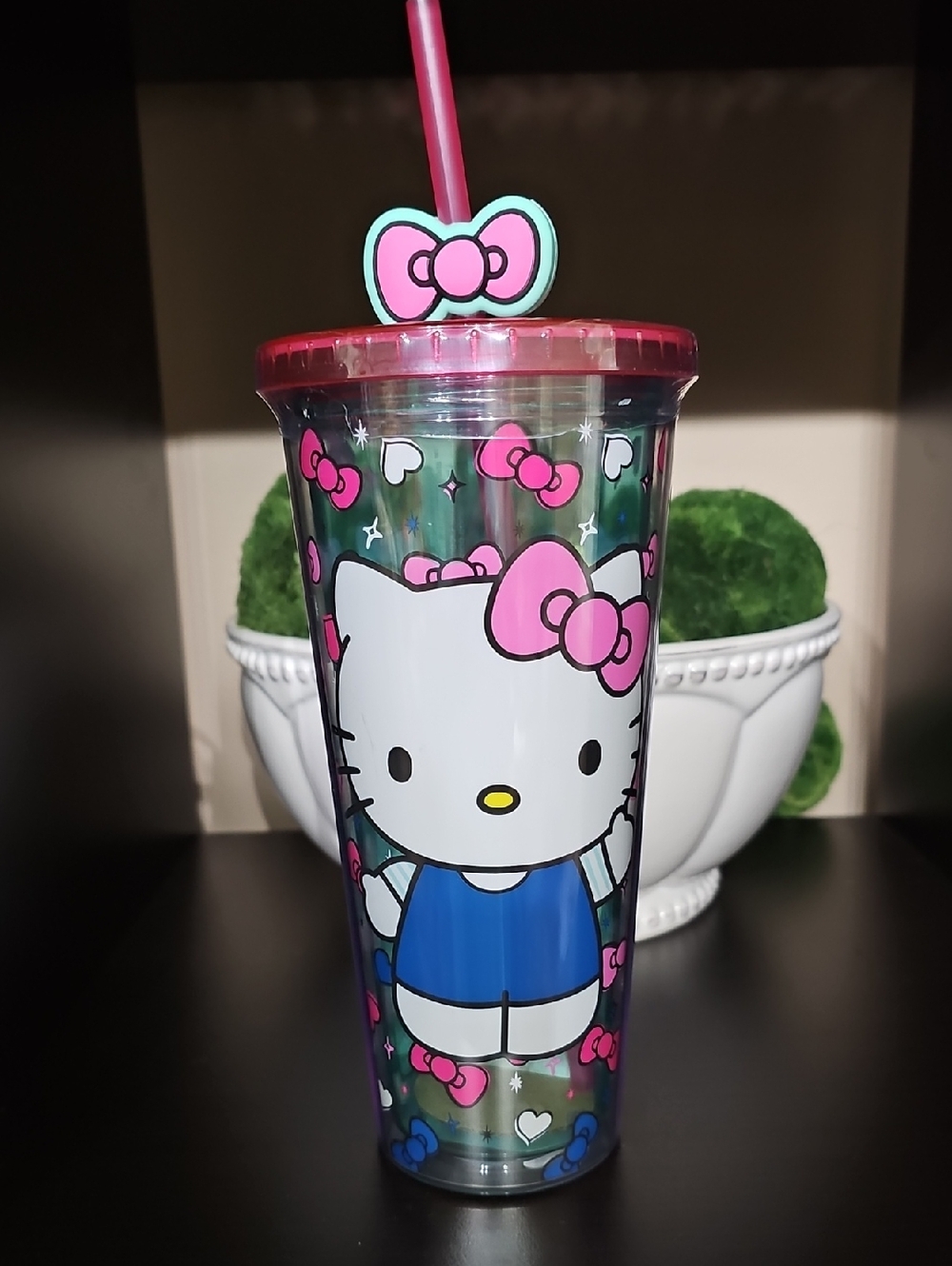 Hello Kitty double wall tumbler with straw charm